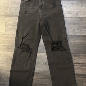 Women's High Rise Distressed Black Jeans